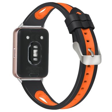 Ремешок Deexe Holes Design для Samsung Galaxy Fit 3 - Black / Orange