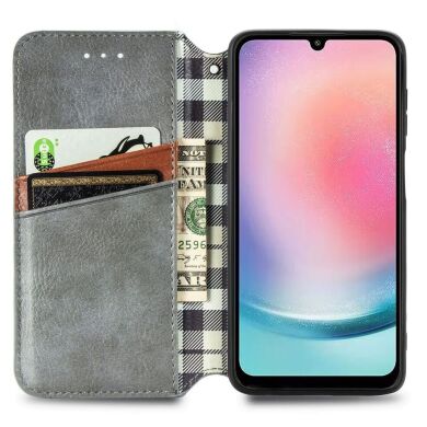 Чехол Deexe Rhombus Wallet для Samsung Galaxy A24 (A245) - Grey