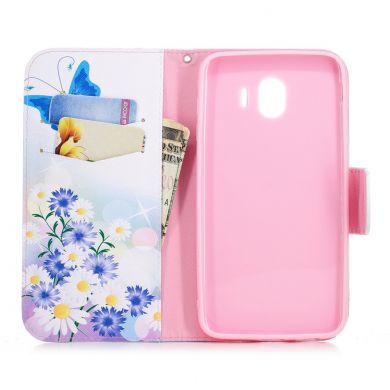 Чехол-книжка Deexe Color Wallet для Samsung Galaxy J4 2018 (J400) - Butterfly in Flowers B