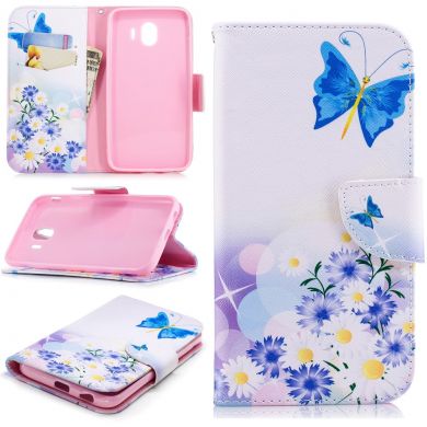 Чехол-книжка Deexe Color Wallet для Samsung Galaxy J4 2018 (J400) - Butterfly in Flowers B