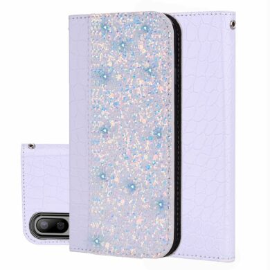 Чехол-книжка Deexe Glittery Crocodile для Samsung Galaxy M10 (M105) - White