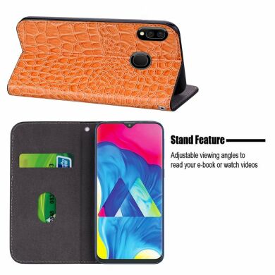 Чохол-книжка Deexe Glittery Crocodile для Samsung Galaxy M20 (M205) - Orange
