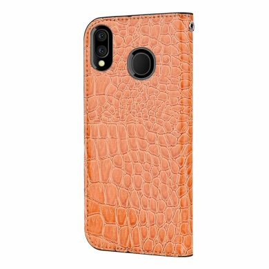 Чохол-книжка Deexe Glittery Crocodile для Samsung Galaxy M20 (M205) - Orange