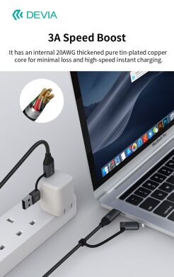 Кабель DEVIA EC504 Extreme Speed Series USB+Type-C to Type-C+Lightning 60W (3A, 1.5m) - Black