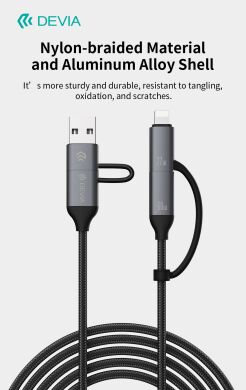 Кабель DEVIA EC504 Extreme Speed Series USB+Type-C to Type-C+Lightning 60W (3A, 1.5m) - Black
