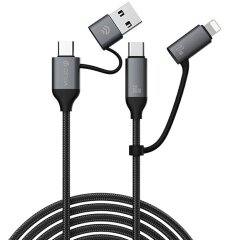 Кабель DEVIA EC504 Extreme Speed Series USB+Type-C to Type-C+Lightning 60W (3A, 1.5m) - Black