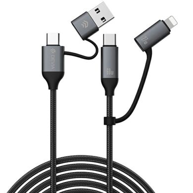 Кабель DEVIA EC504 Extreme Speed Series USB+Type-C to Type-C+Lightning 60W (3A, 1.5m) - Black