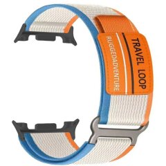 Ремешок Deexe Nylon Magic Tape для Samsung Galaxy Watch 8 (40/44mm) / 8 Classic - Orange / White