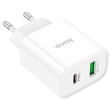 Сетевое зарядное устройство Hoco C80A Plus Rapido PD20W+QC3.0 + кабель Type-C to Lightning - White