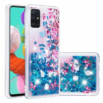 Силіконова (TPU) накладка Deexe Fashion Glitter для Samsung Galaxy A51 (А515) - Butterfly and Plum Blossom
