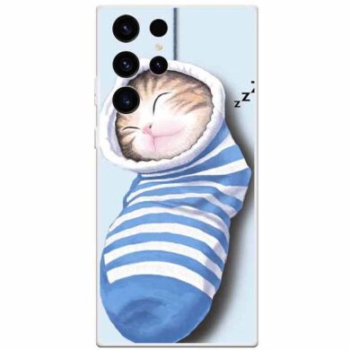 Силиконовый (TPU) чехол Deexe Life Style для Samsung Galaxy S23 Ultra (S918) - Socks and Cat