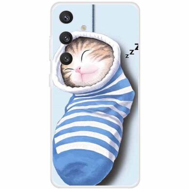 Силиконовый (TPU) чехол Deexe Life Style для Samsung Galaxy S24 (S921) - Socks and Cat