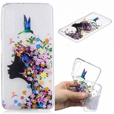 Силиконовый (TPU) чехол Deexe Pretty Glossy для Samsung Galaxy A7 2018 (A750) - Flowered Girl