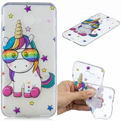 Силіконовий (TPU) чохол Deexe Pretty Glossy для Samsung Galaxy J4+ (J415) - Unicorn Wearing Glasses