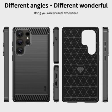 Силиконовый (TPU) чехол MOFI Carbon Fiber для Samsung Galaxy S25 Ultra (S938) - Black