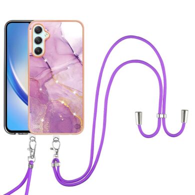 Защитный чехол Deexe Marble Case with Strap для Samsung Galaxy A24 (A245) - Light Purple