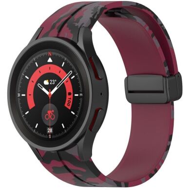 Ремінець Deexe Camo Silicone для Samsung Galaxy Watch 4 / 4 Classic / 5 / 5 Pro - Wine Red