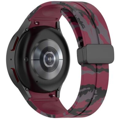 Ремешок Deexe Camo Silicone для Samsung Galaxy Watch 4 / 4 Classic / 5 / 5 Pro - Wine Red