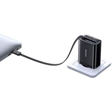Сетевое зарядное устройство USAMS US-CC299 GaN 65W (USB + Type-C) + кабель Type-C - Black