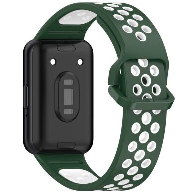 Ремешок Deexe Dot Color для Samsung Galaxy Fit 3 - Dark Green / White