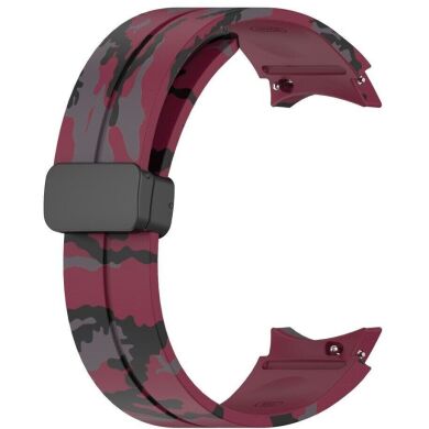 Ремешок Deexe Camo Silicone для Samsung Galaxy Watch 4 / 4 Classic / 5 / 5 Pro - Wine Red