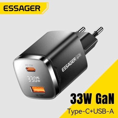 Мережевий зарядний пристрій ESSAGER Gamet 33W GaN C+U (ECT33W-GMB01-Z) - Black