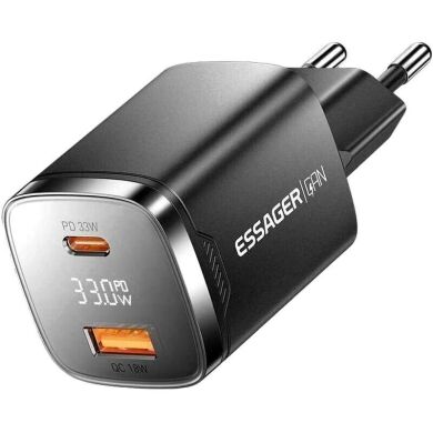 Мережевий зарядний пристрій ESSAGER Gamet 33W GaN C+U (ECT33W-GMB01-Z) - Black