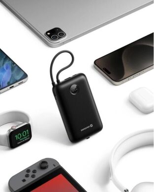 Внешний аккумулятор SWISSTEN VoltBox PD35W (20000mAh) + кабель Type-C + Lightning - Black