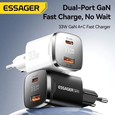 Мережевий зарядний пристрій ESSAGER Gamet 33W GaN C+U (ECT33W-GMB01-Z) - Black