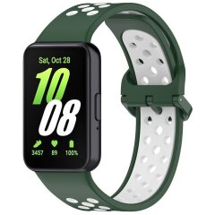 Ремешок Deexe Dot Color для Samsung Galaxy Fit 3 - Dark Green / White