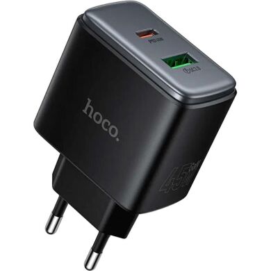 Мережевий зарядний пристрій Hoco C158A Upgrade PD45W + QC3.0 - Black