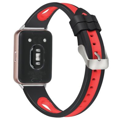 Ремешок Deexe Holes Design для Samsung Galaxy Fit 3 - Black / Red