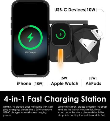 Беспроводное зарядное устройство AULUMU M01 Charging Station 4 in 1 - Black