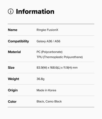 Захисний чохол Ringke Fusion X для Samsung Galaxy A36 (A366) / A56 (A566) 8800293852216 - Black