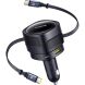 Автомобільний зарядний пристрій Baseus Enjoyment Max Retractable (90W) + кабель Type-C+Type-C (C00035507121) - Black