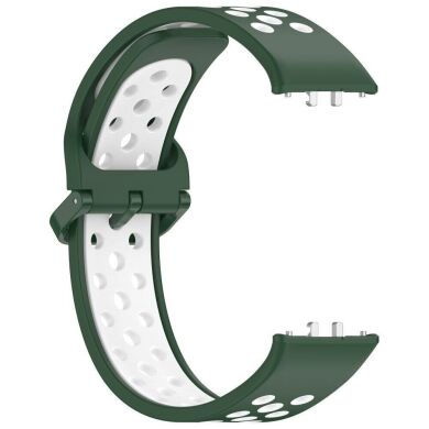 Ремінець Deexe Dot Color для Samsung Galaxy Fit 3 - Dark Green / White