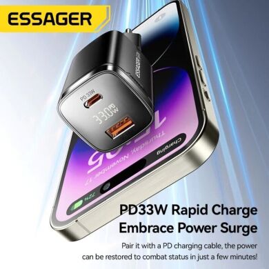 Мережевий зарядний пристрій ESSAGER Gamet 33W GaN C+U (ECT33W-GMB01-Z) - Black
