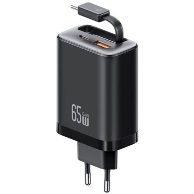 Сетевое зарядное устройство USAMS US-CC299 GaN 65W (USB + Type-C) + кабель Type-C - Black