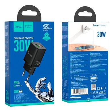 Сетевое зарядное устройство Hoco N13 PD 30W + QC3.0 - Black