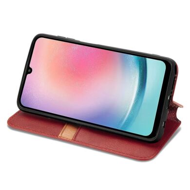 Чехол Deexe Rhombus Wallet для Samsung Galaxy A24 (A245) - Red