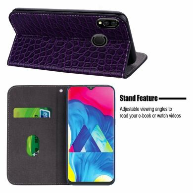 Чохол-книжка Deexe Glittery Crocodile для Samsung Galaxy M20 (M205), Purple