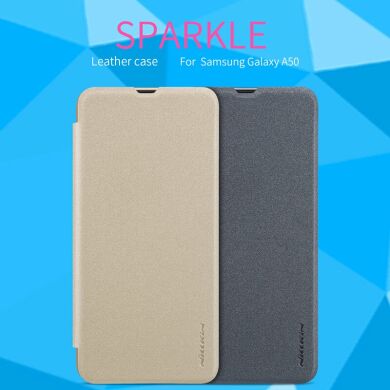 Чехол-книжка NILLKIN Sparkle Series для Samsung Galaxy A50 (A505) - Gold