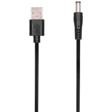 Кабель 2E USB to DC 5.5х2.1мм (5V, 1.5A, 1m) - Black