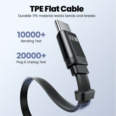 Кабель TOOCKI TX131C2 Type-C to Type-C (100W, 1m) - Black