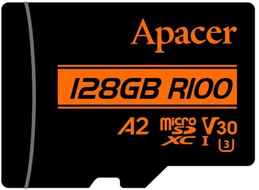 Карта памяти MicroSDXC Apacer 128GB UHS-I U3 V30 A2 + адаптер (AP128GMCSX10U8-R)