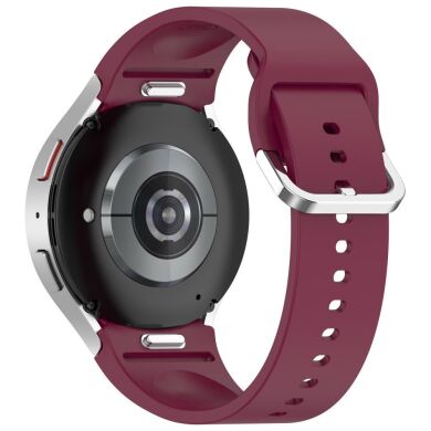 Ремешок Deexe Silicone Band для Samsung Galaxy Watch 4 / 4 Classic / 5 / 5 Pro / 6 / 6 Classic / 7 / FE - Wine Red