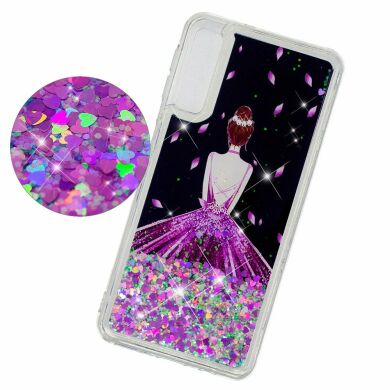 Силиконовый (TPU) чехол Deexe Liquid Glitter для Samsung Galaxy A7 2018 (A750) - Girl's Back