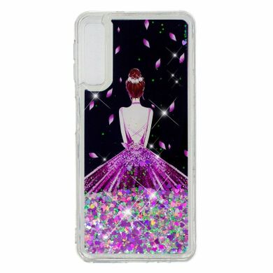 Силиконовый (TPU) чехол Deexe Liquid Glitter для Samsung Galaxy A7 2018 (A750) - Girl's Back