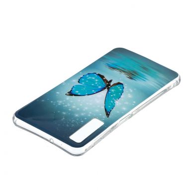 Силиконовый (TPU) чехол Deexe LumiCase для Samsung Galaxy A7 2018 (A750) - Blue Butterfly