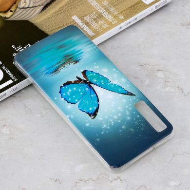 Силиконовый (TPU) чехол Deexe LumiCase для Samsung Galaxy A7 2018 (A750) - Blue Butterfly